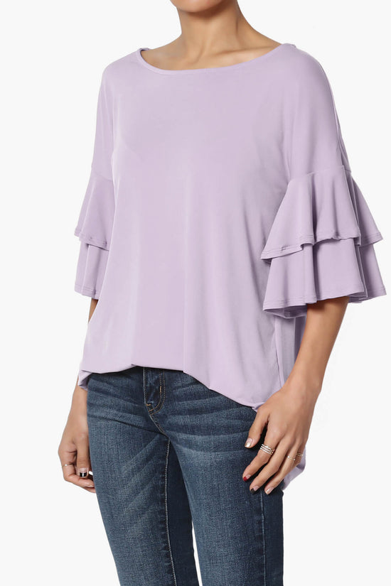 Omere Tiered Bell Sleeve Blouse DUSTY LAVENDER_3