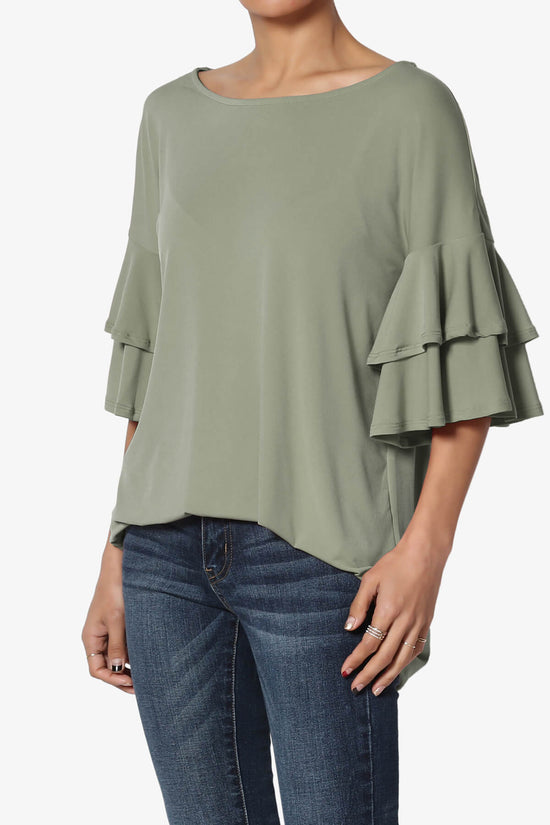 Load image into Gallery viewer, Omere Tiered Bell Sleeve Blouse DUSTY OLIVE_3
