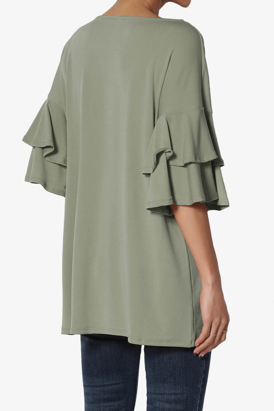 Load image into Gallery viewer, Omere Tiered Bell Sleeve Blouse DUSTY OLIVE_4
