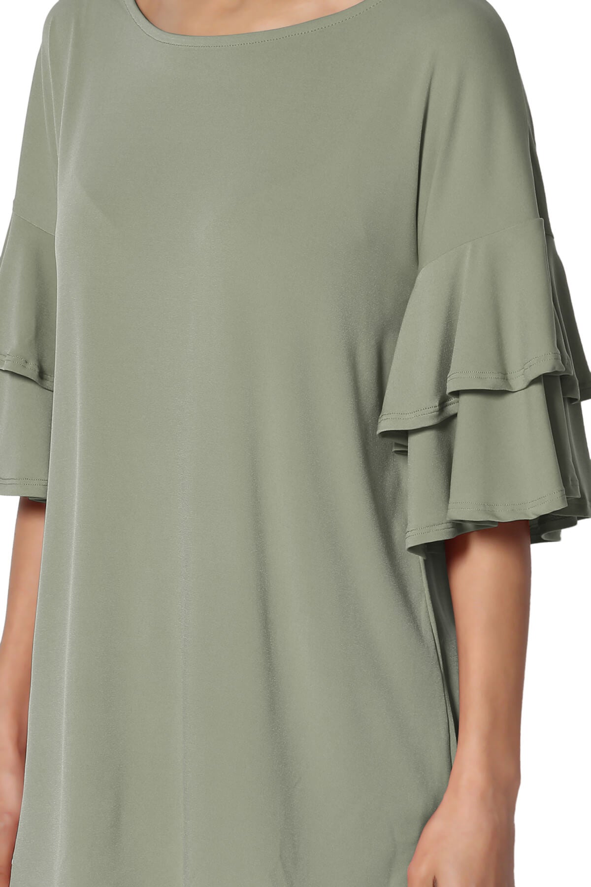 Omere Tiered Bell Sleeve Blouse DUSTY OLIVE_5