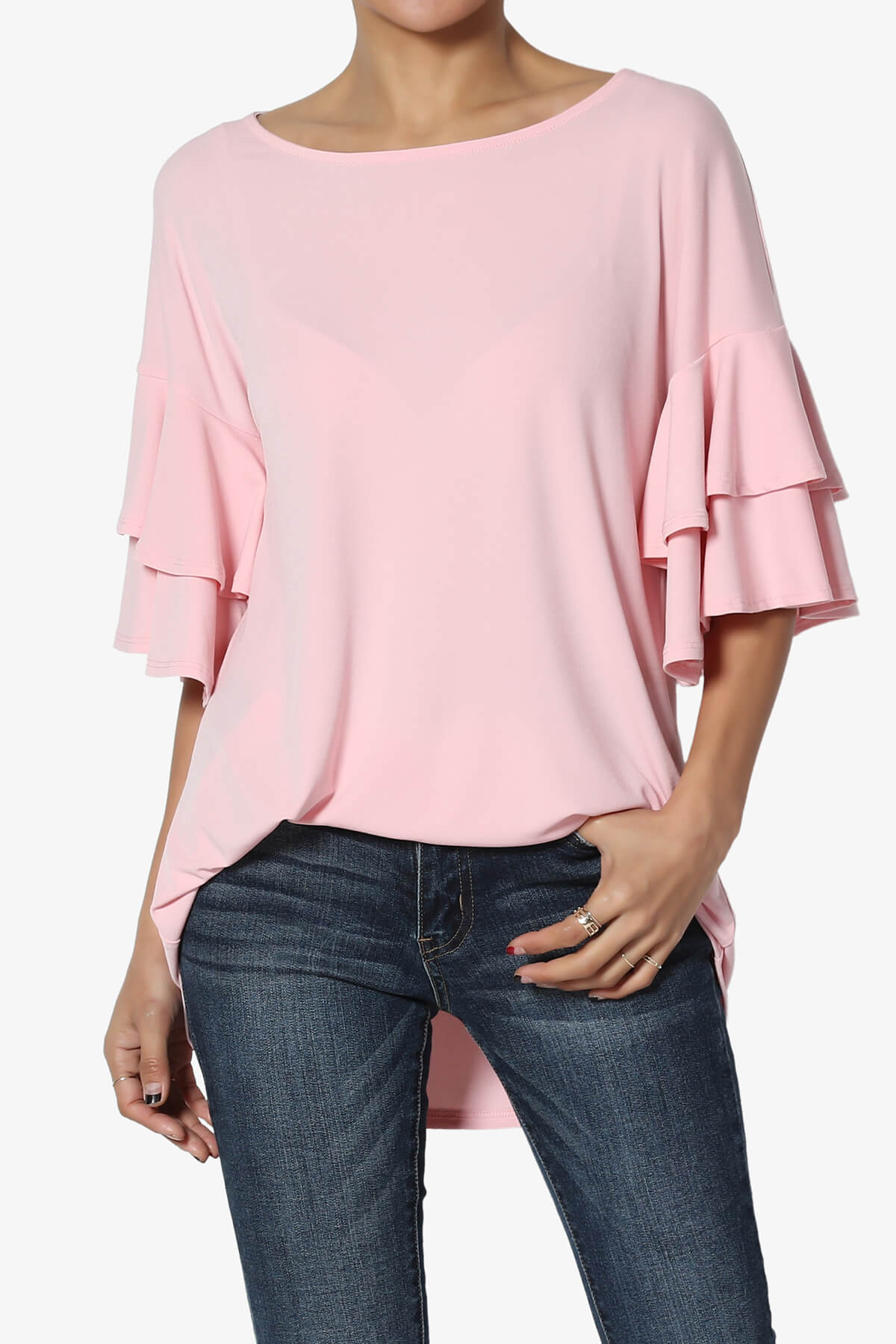 Omere Tiered Bell Sleeve Blouse DUSTY PINK_1