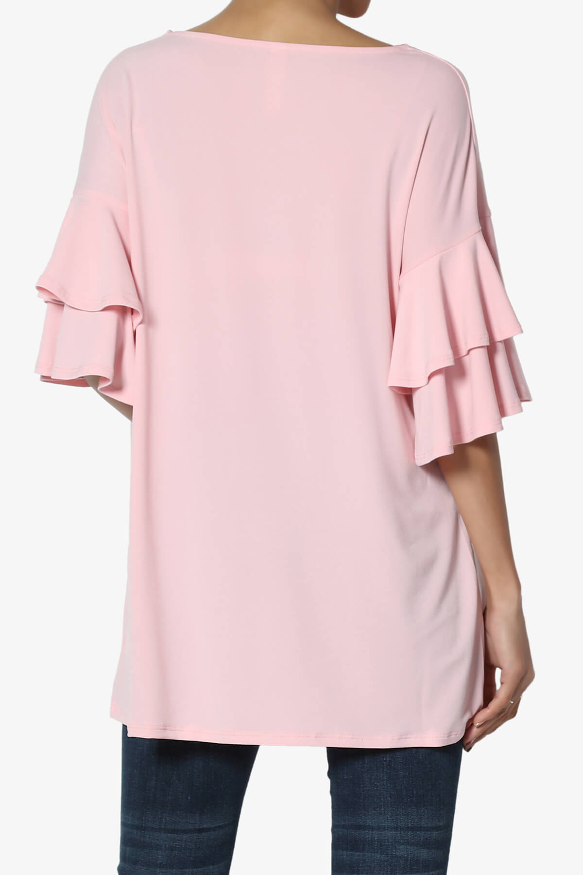 Load image into Gallery viewer, Omere Tiered Bell Sleeve Blouse DUSTY PINK_2
