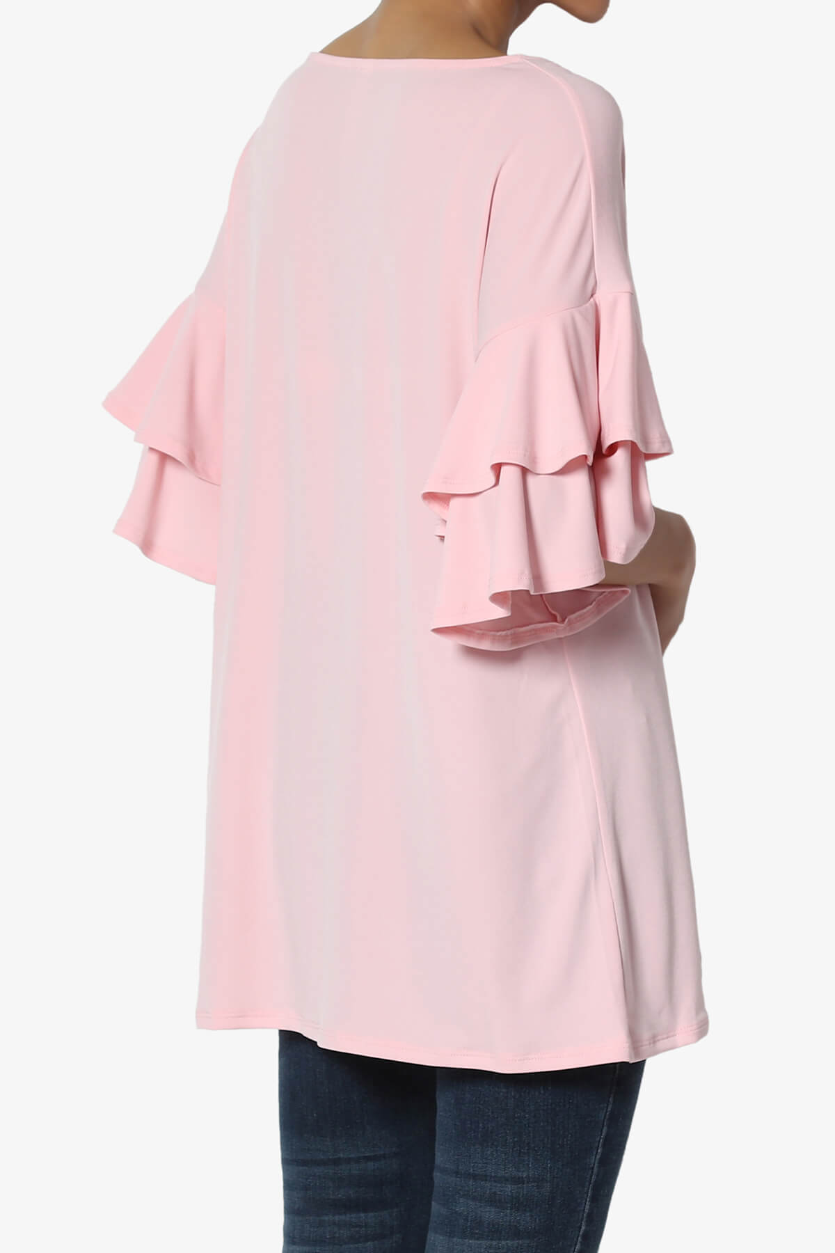 Omere Tiered Bell Sleeve Blouse DUSTY PINK_4