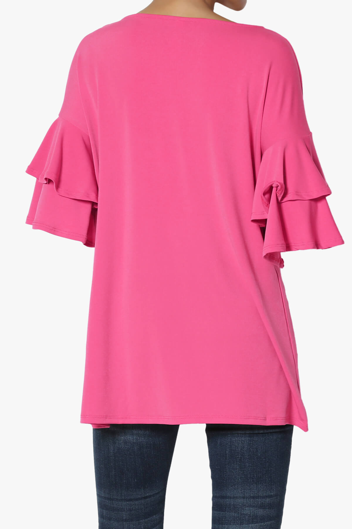 Omere Tiered Bell Sleeve Blouse FUCHSIA_2