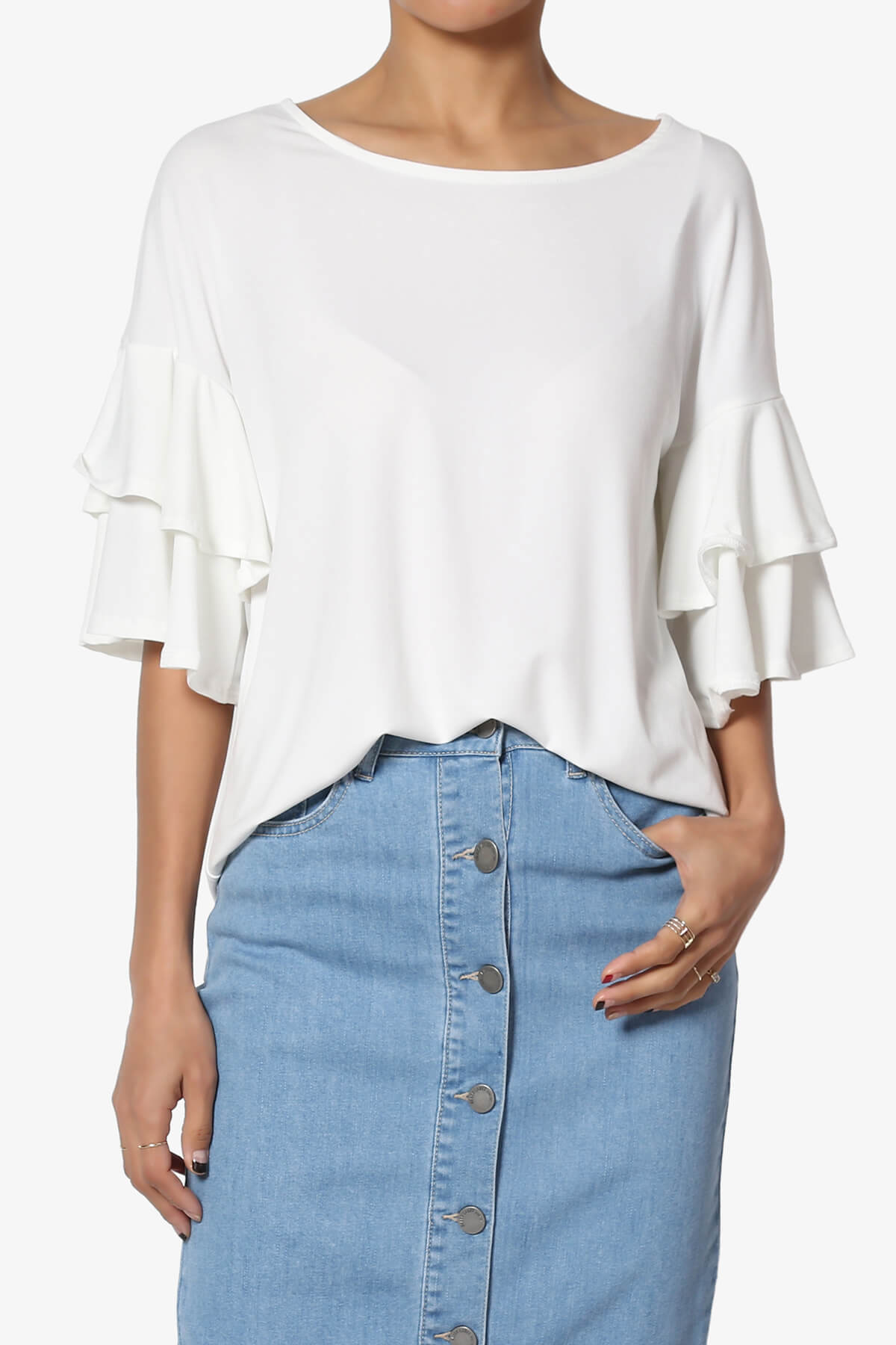 Omere Tiered Bell Sleeve Blouse IVORY_1