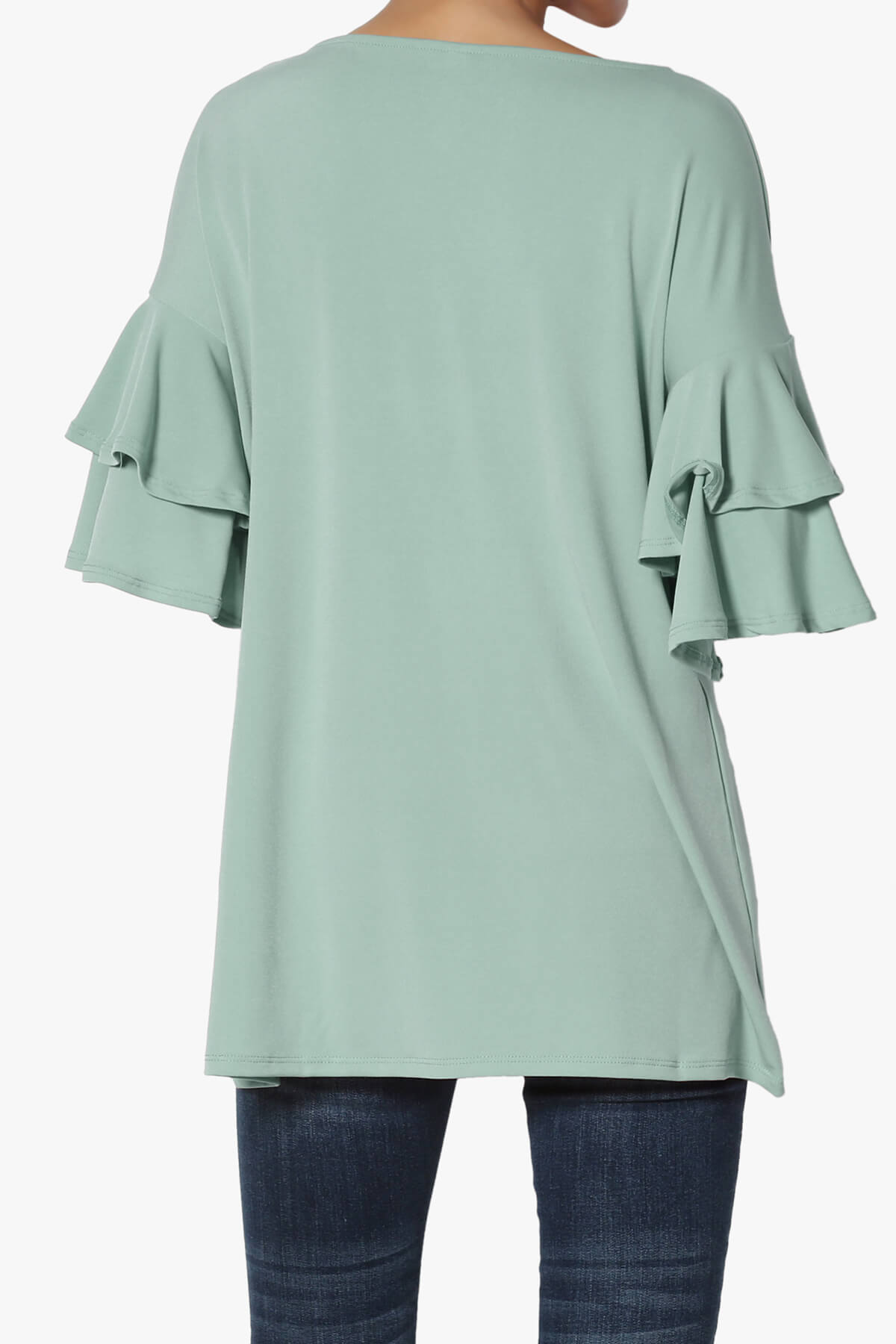 Omere Tiered Bell Sleeve Blouse LIGHT GREEN_2