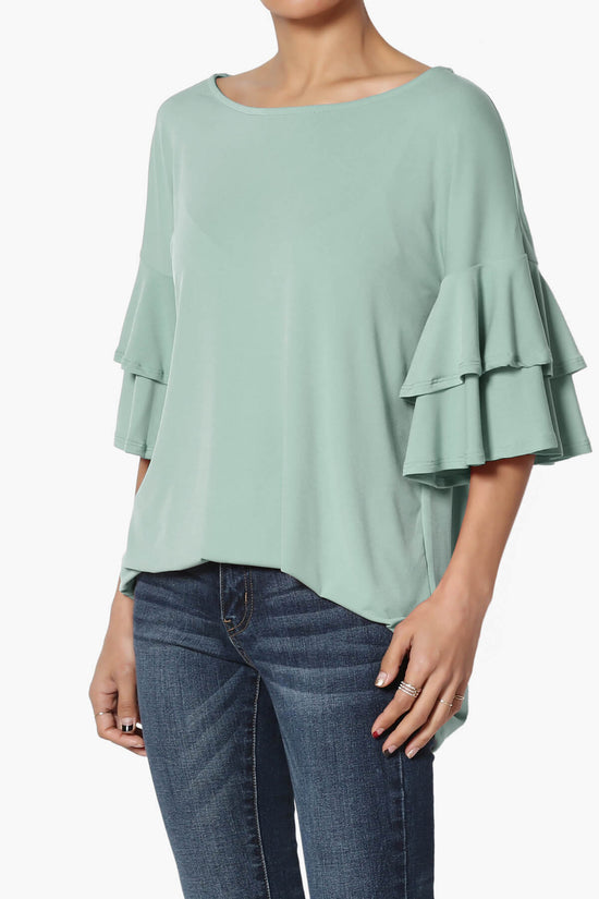 Omere Tiered Bell Sleeve Blouse LIGHT GREEN_3