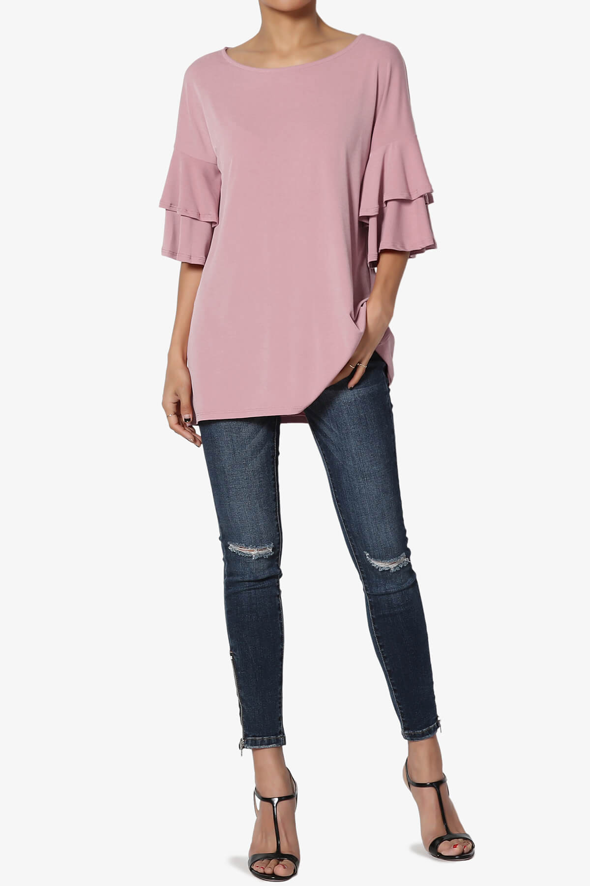 Omere Tiered Bell Sleeve Blouse LIGHT ROSE_6