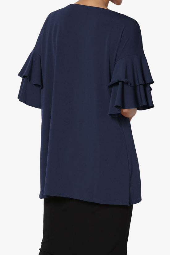 Omere Tiered Bell Sleeve Blouse NAVY_2