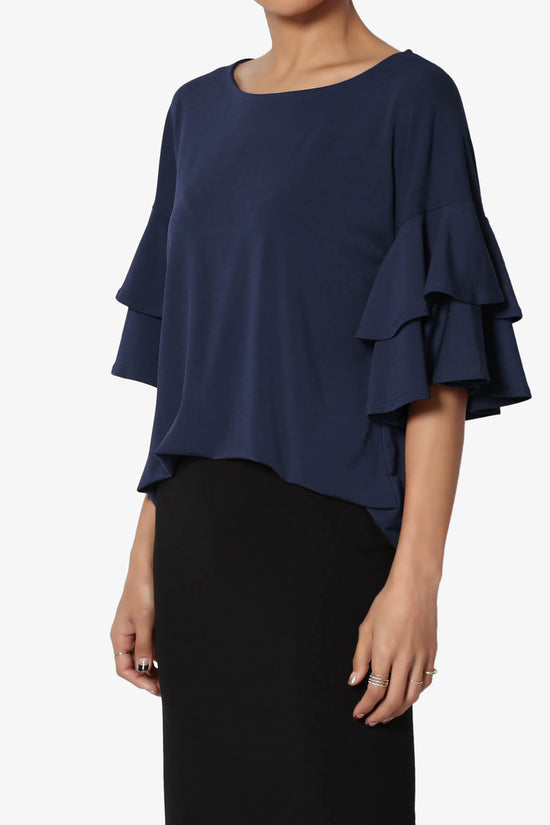 Omere Tiered Bell Sleeve Blouse NAVY_3