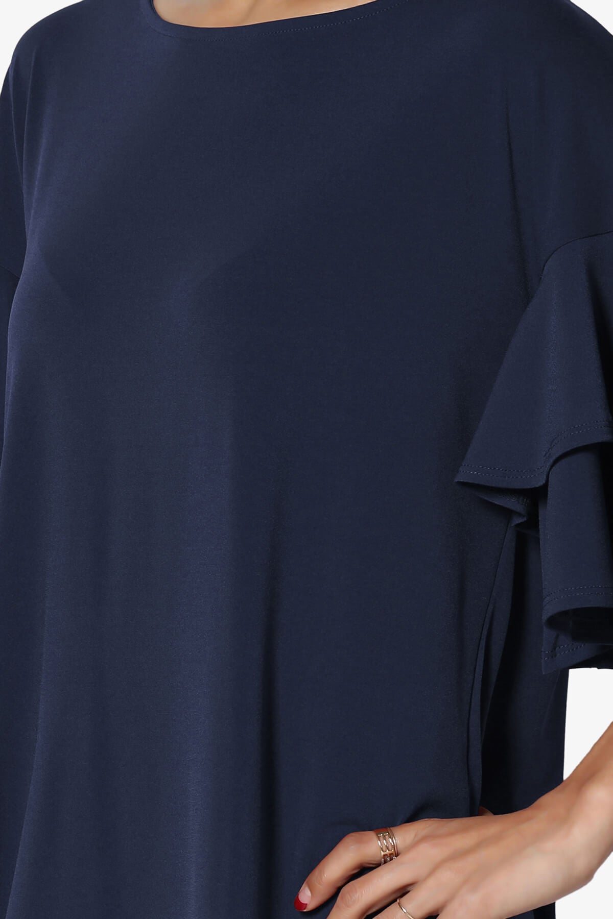 Omere Tiered Bell Sleeve Blouse NAVY_5