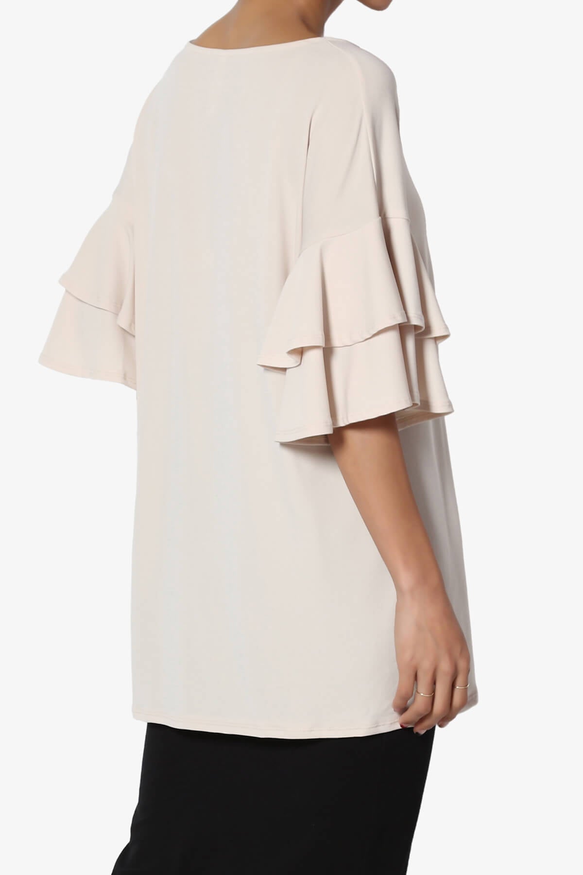 Omere Tiered Bell Sleeve Blouse TAUPE_4
