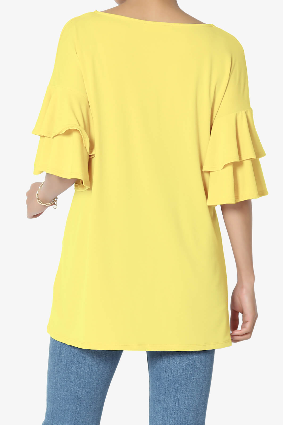 Omere Tiered Bell Sleeve Blouse YELLOW_2