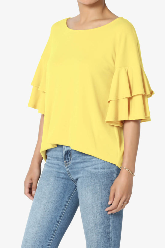 Omere Tiered Bell Sleeve Blouse YELLOW_3