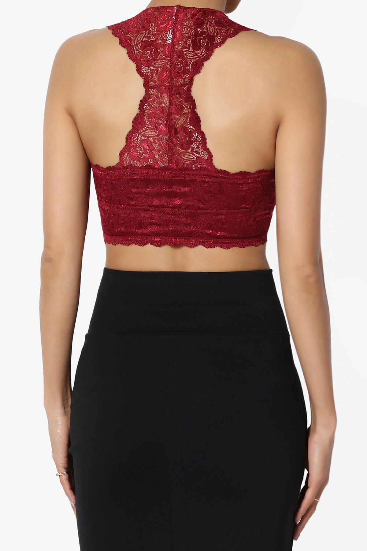 Load image into Gallery viewer, Baja Padded Lace Crop Tank Top BURGUNDY_2
