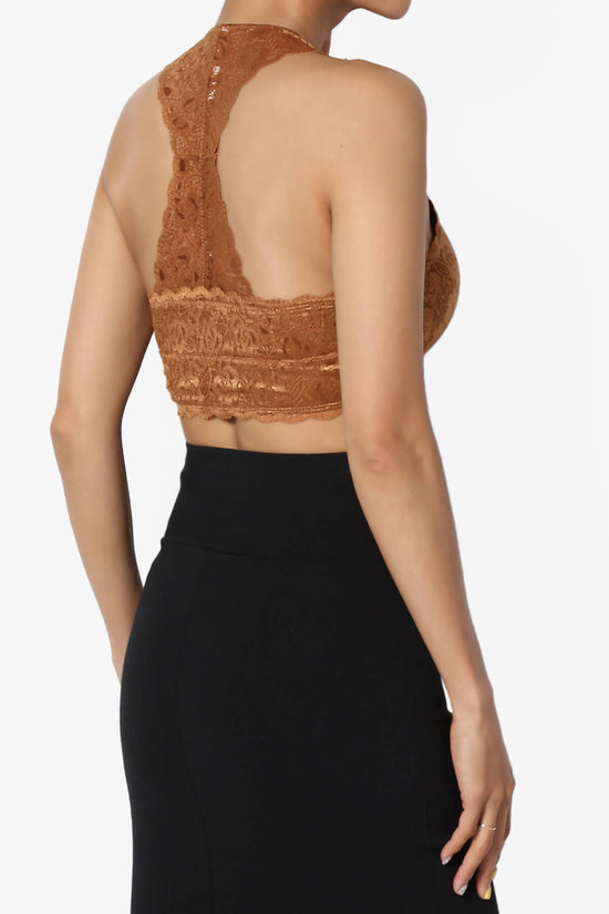 Load image into Gallery viewer, Baja Padded Lace Crop Tank Top COFFEE_4

