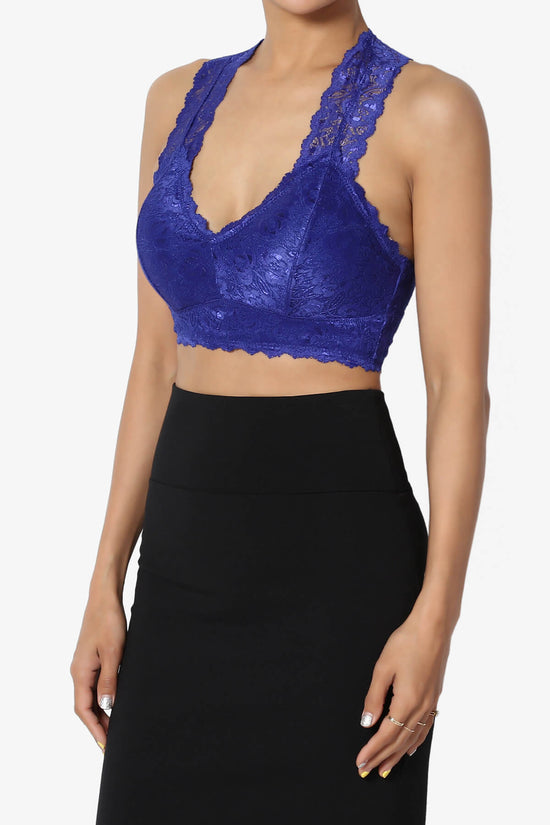 Load image into Gallery viewer, Baja Padded Lace Crop Tank Top DENIM BLUE_3
