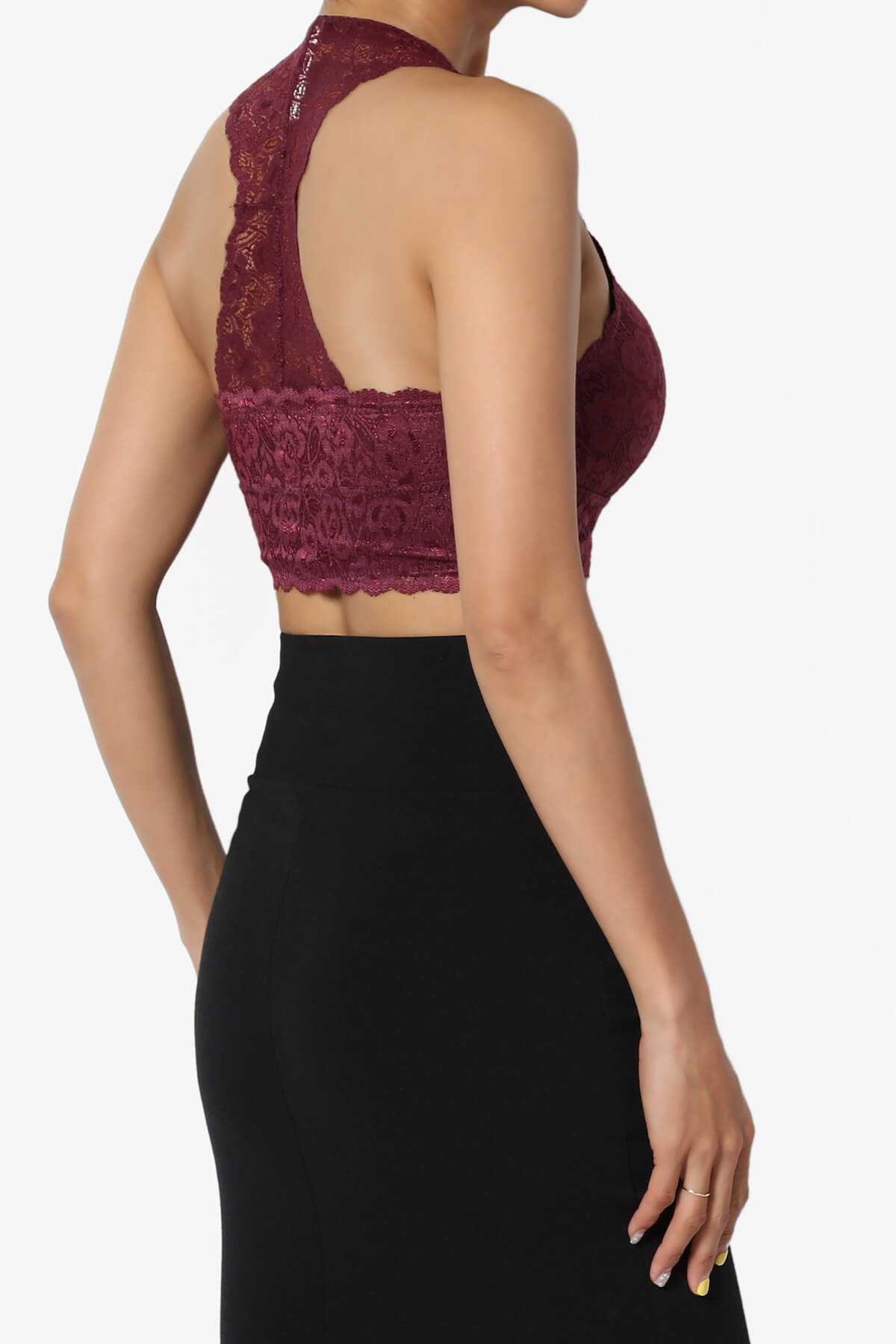 Load image into Gallery viewer, Baja Padded Lace Crop Tank Top DUSTY PLUM_4
