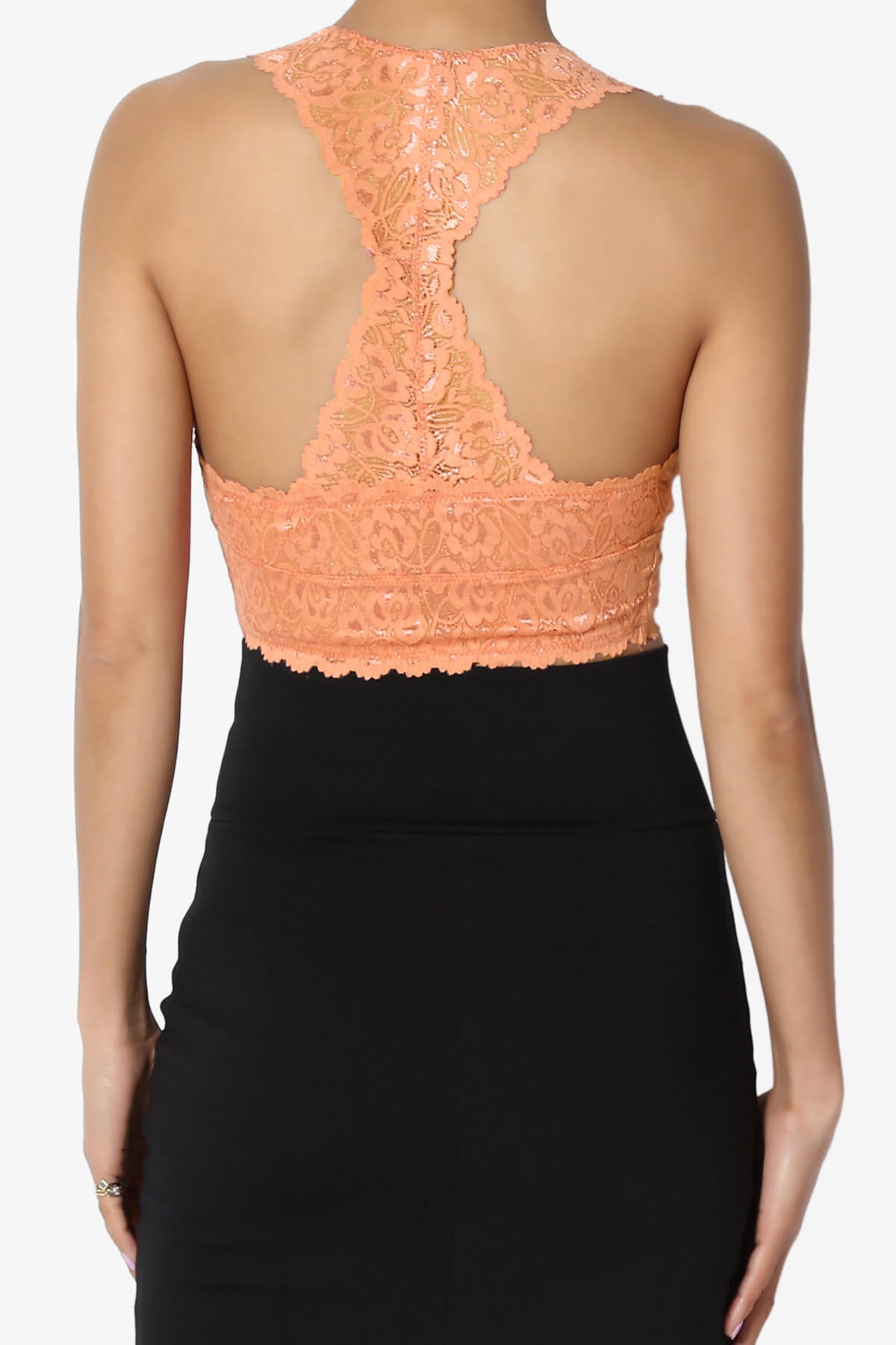 Load image into Gallery viewer, Baja Padded Lace Crop Tank Top PEACH_2
