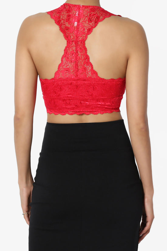 Baja Padded Lace Crop Tank Top RED_2