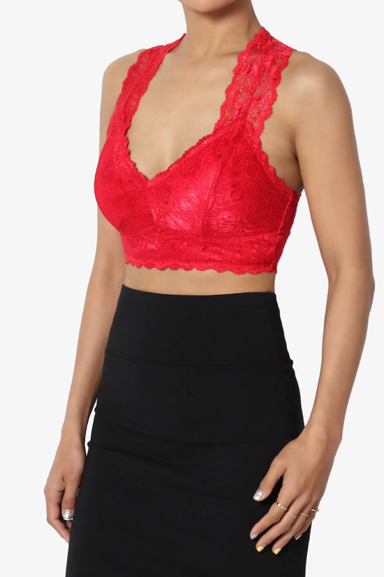 Baja Padded Lace Crop Tank Top RED_3