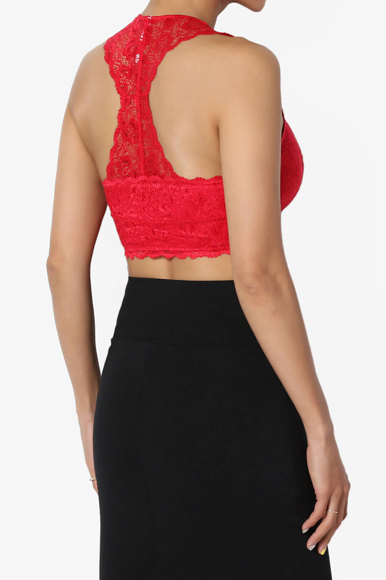 Baja Padded Lace Crop Tank Top RED_4