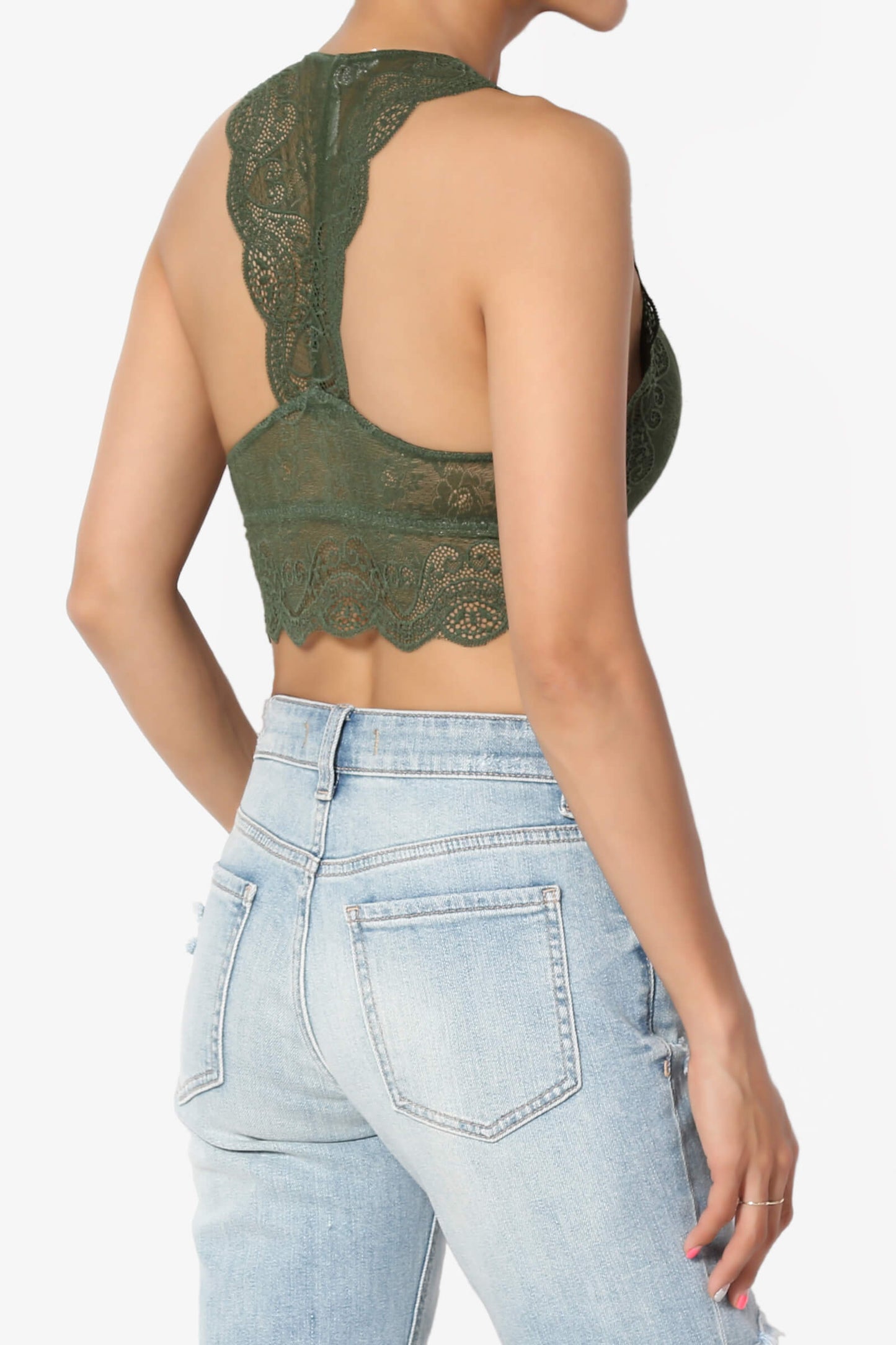 Adrienne Lace Padded Bralette ARMY GREEN_4