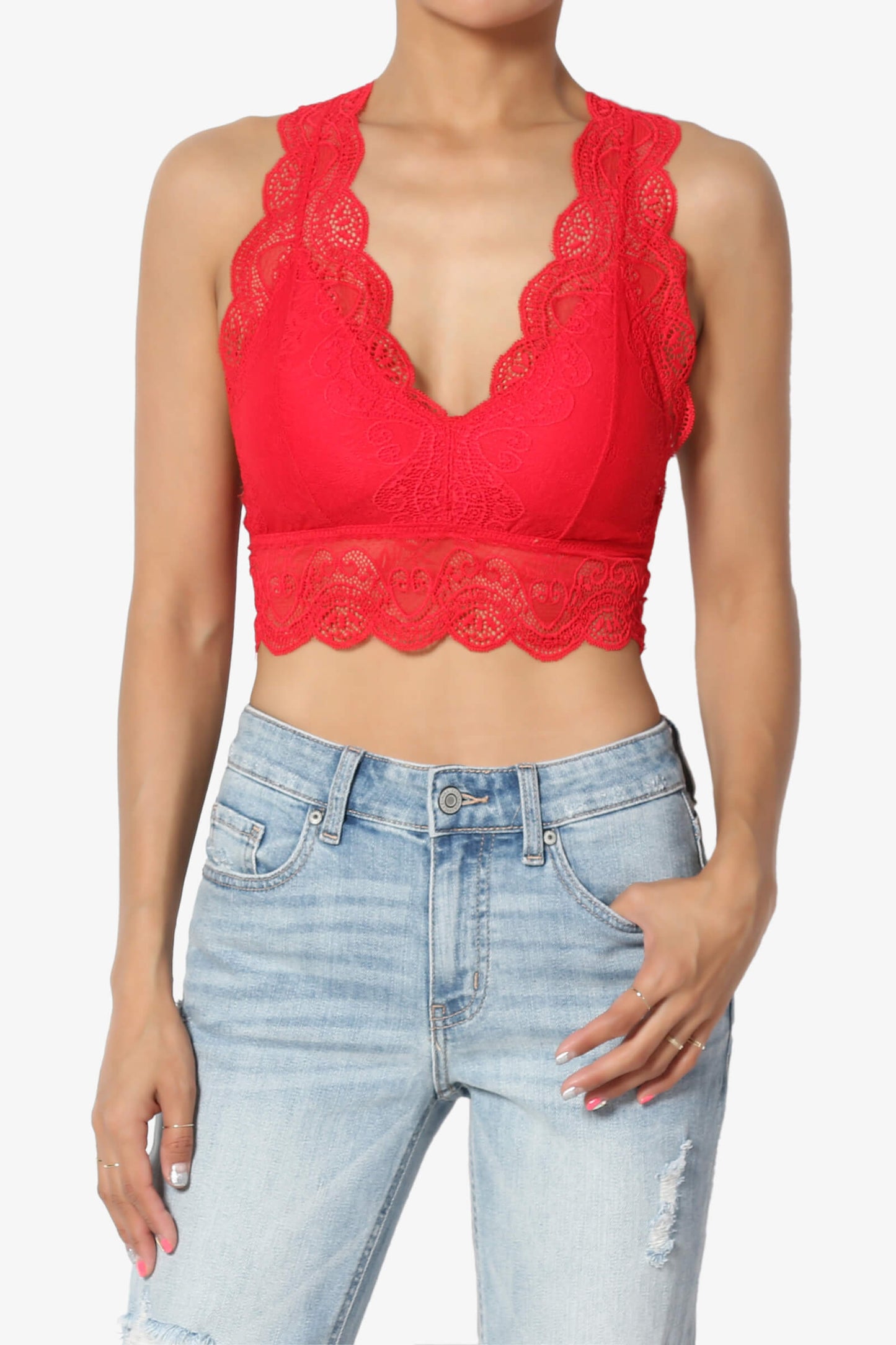 Adrienne Lace Padded Bralette RED_1