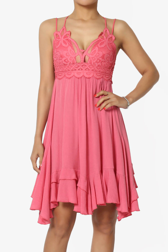 Adella Crochet Ruffle Slip Lace Dress DESERT ROSE_1