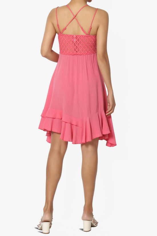 Load image into Gallery viewer, Adella Crochet Ruffle Slip Lace Dress DESERT ROSE_2
