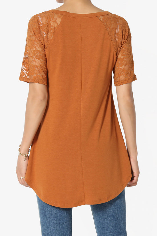 Helisa Lace Sleeve Jersey Top