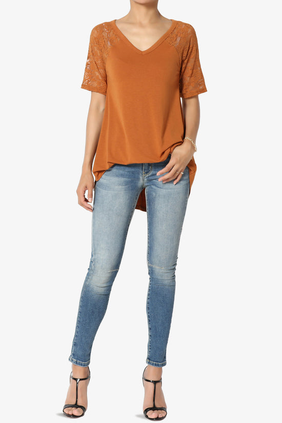 Load image into Gallery viewer, Helisa Lace Sleeve Jersey Top PLUS
