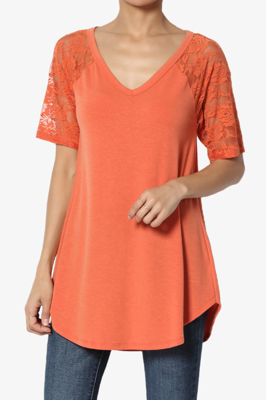 Helisa Lace Sleeve Jersey Top