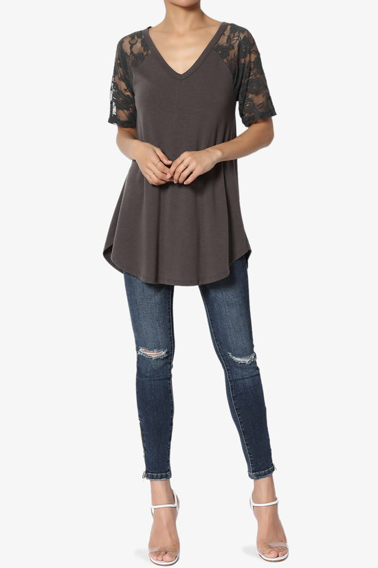 Helisa Lace Sleeve Jersey Top