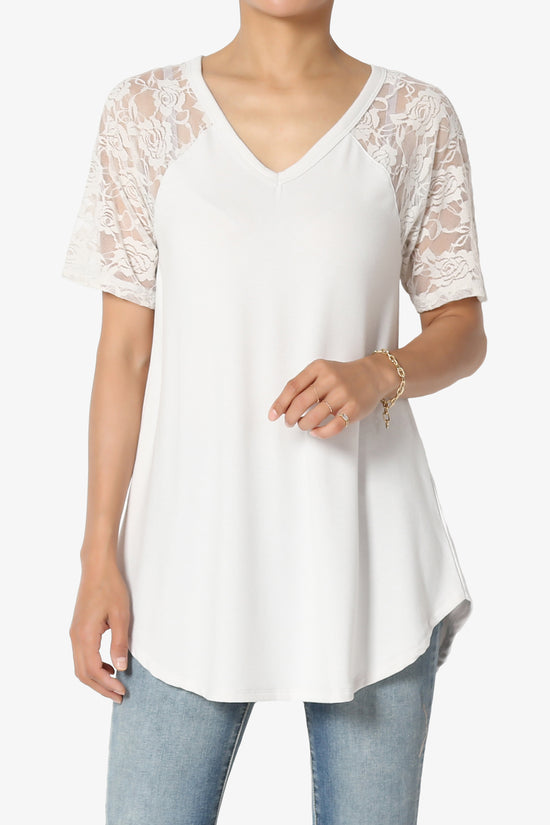 Load image into Gallery viewer, Helisa Lace Sleeve Jersey Top PLUS
