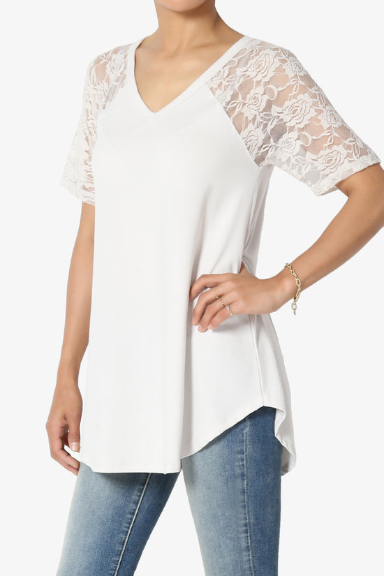 Helisa Lace Sleeve Jersey Top