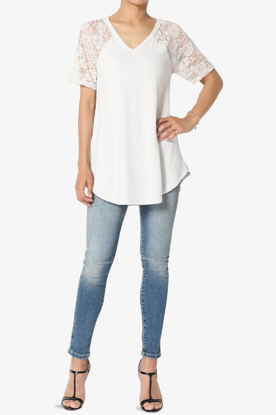 Helisa Lace Sleeve Jersey Top