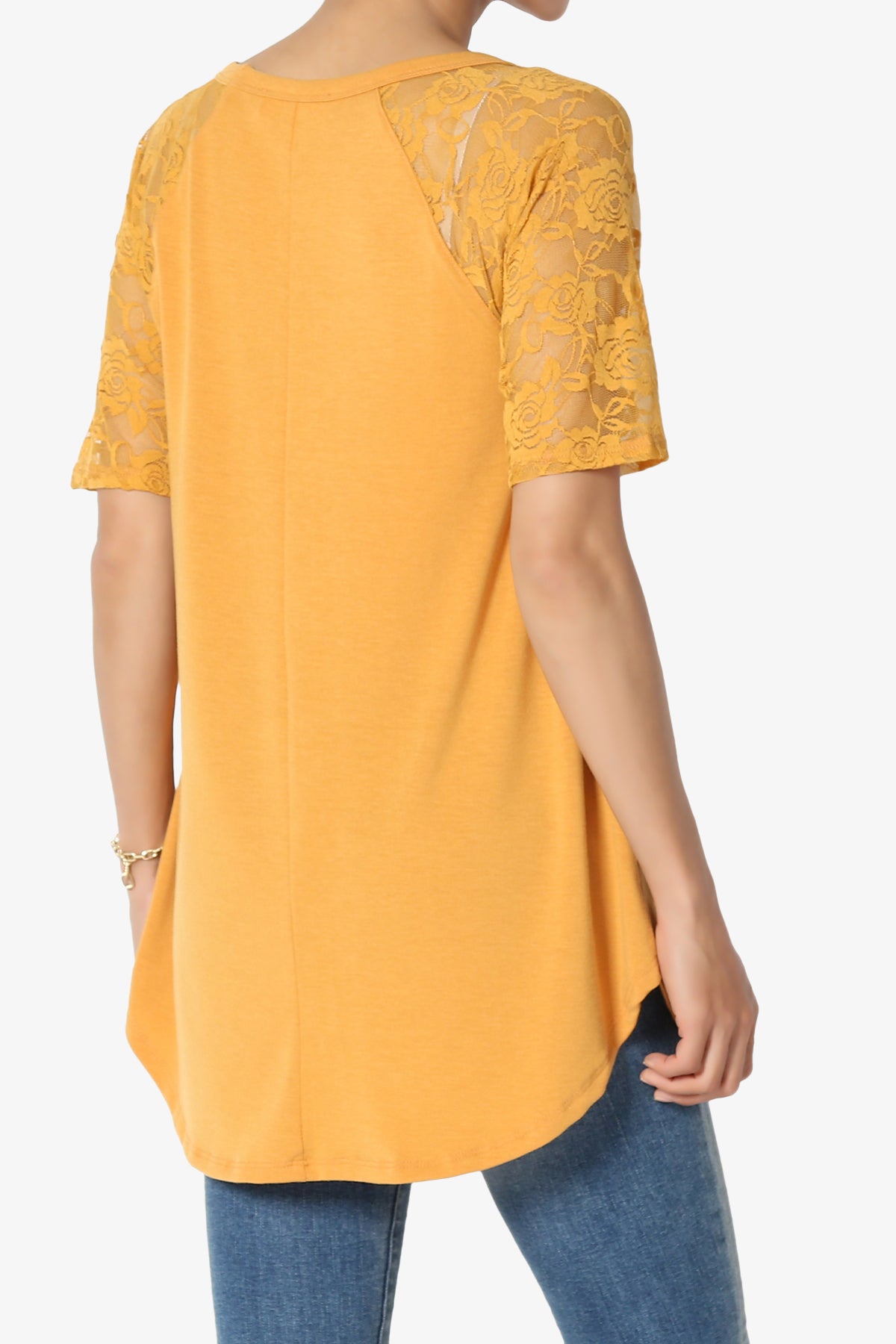 Helisa Lace Sleeve Jersey Top