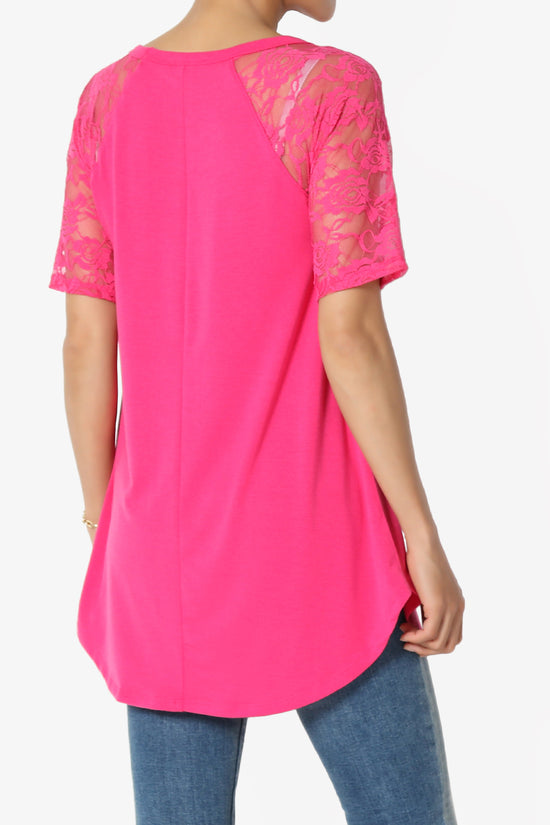 Helisa Lace Sleeve Jersey Top