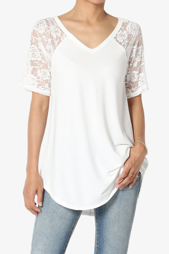 Helisa Lace Sleeve Jersey Top