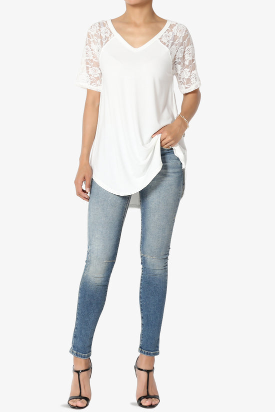 Helisa Lace Sleeve Jersey Top