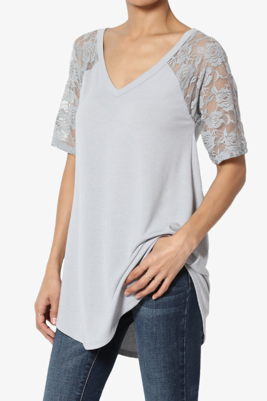 Helisa Lace Sleeve Jersey Top