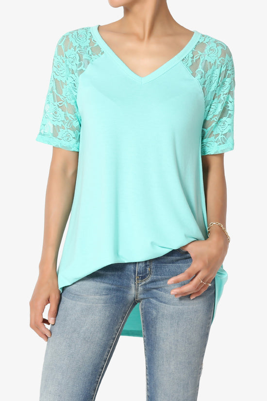 Helisa Lace Sleeve Jersey Top