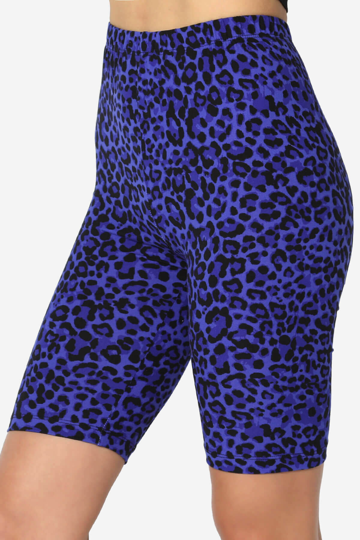 Load image into Gallery viewer, Michigan Cheetah Print Microfiber Bike Short Leggings BRIGHT BLUE_5
