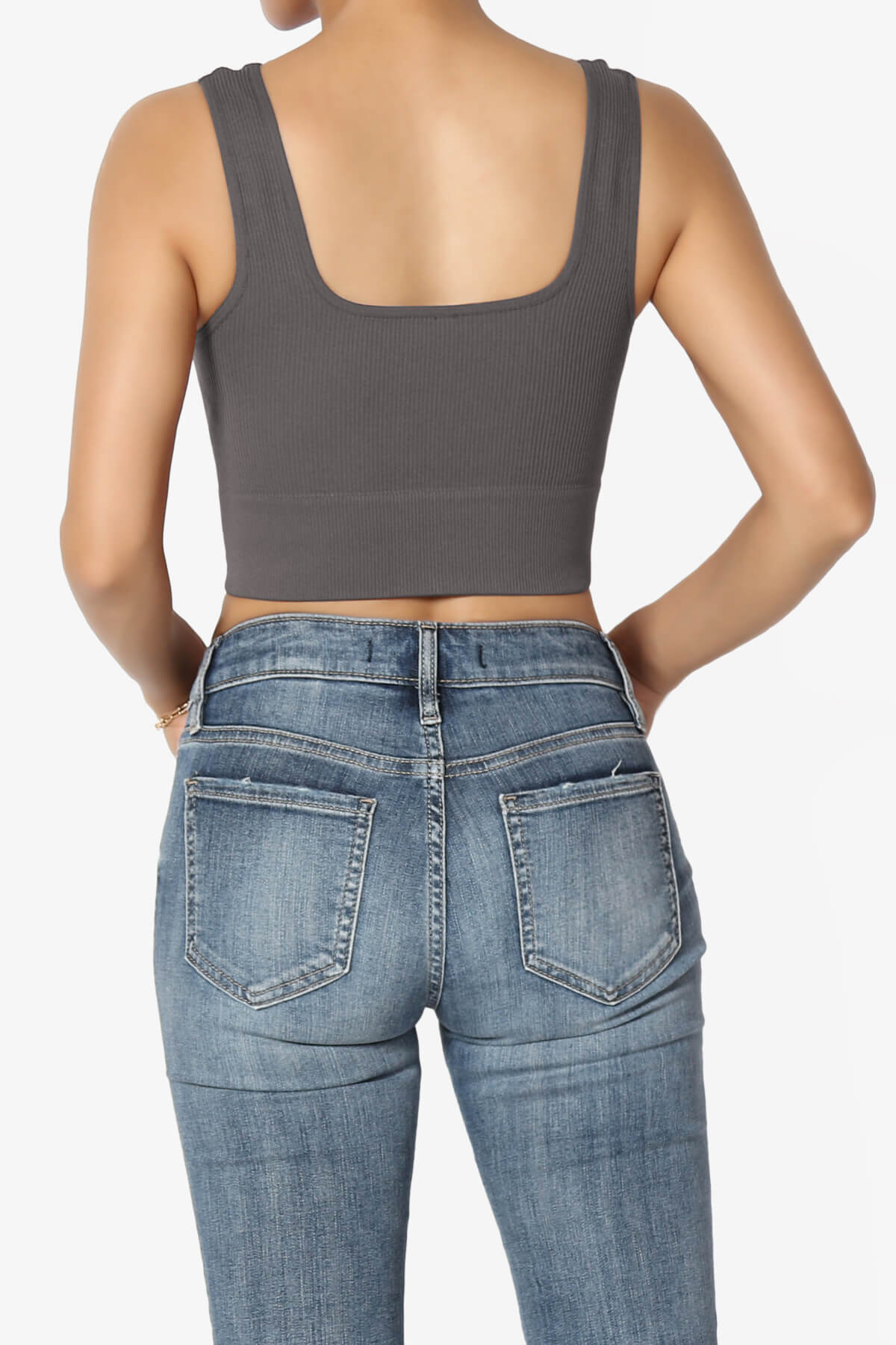 Hilde Ripped Seamless Square Neck Crop Tank Top ASH GREY_2