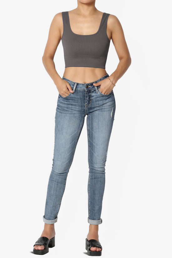 Hilde Ripped Seamless Square Neck Crop Tank Top ASH GREY_6