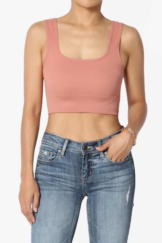 Load image into Gallery viewer, Hilde Ripped Seamless Square Neck Crop Tank Top ASH ROSE_1
