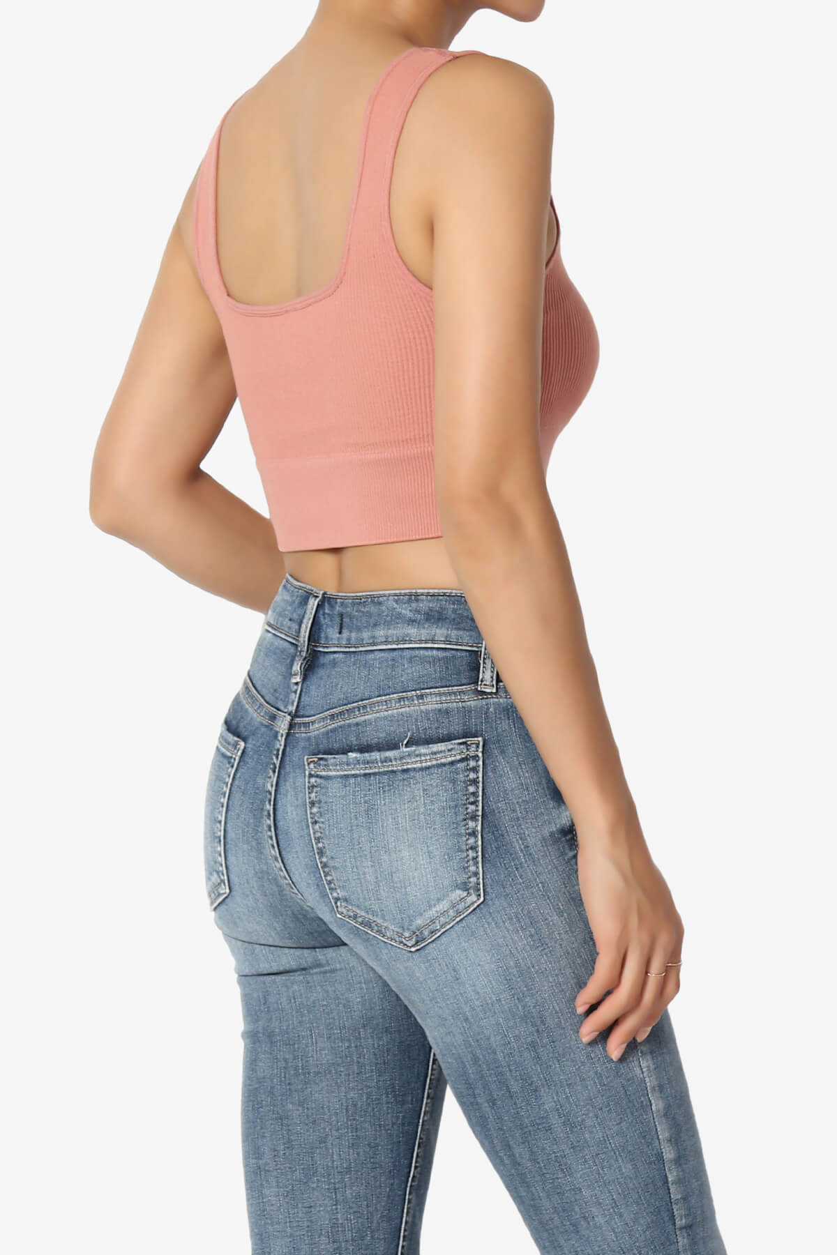 Load image into Gallery viewer, Hilde Ripped Seamless Square Neck Crop Tank Top ASH ROSE_4
