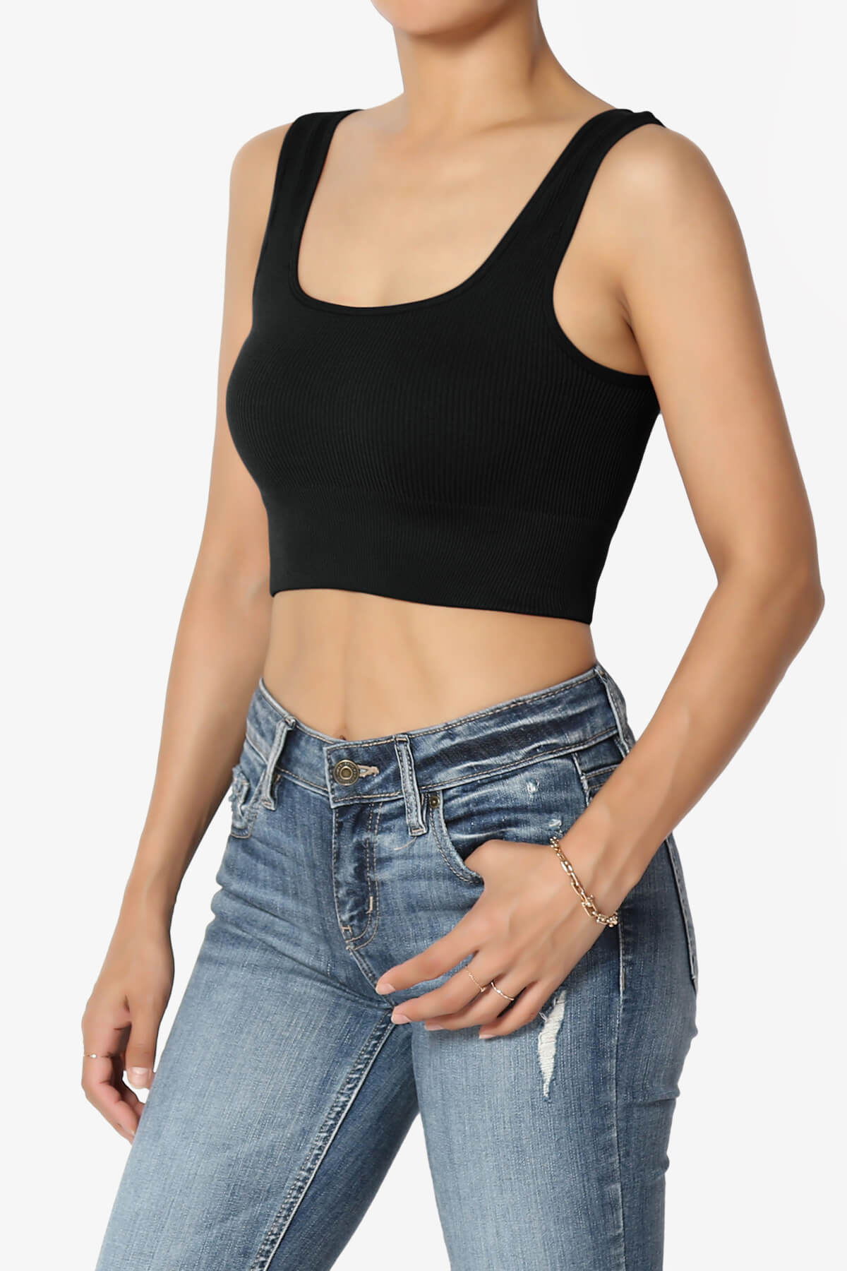  Anova Black Seamless Crop Top - Ribbed Square Neck Sleeveless  Cropped Tank Cami Workout Bra Top (US, Alpha, Small, Regular, Regular) :  Clothing, Shoes & Jewelry