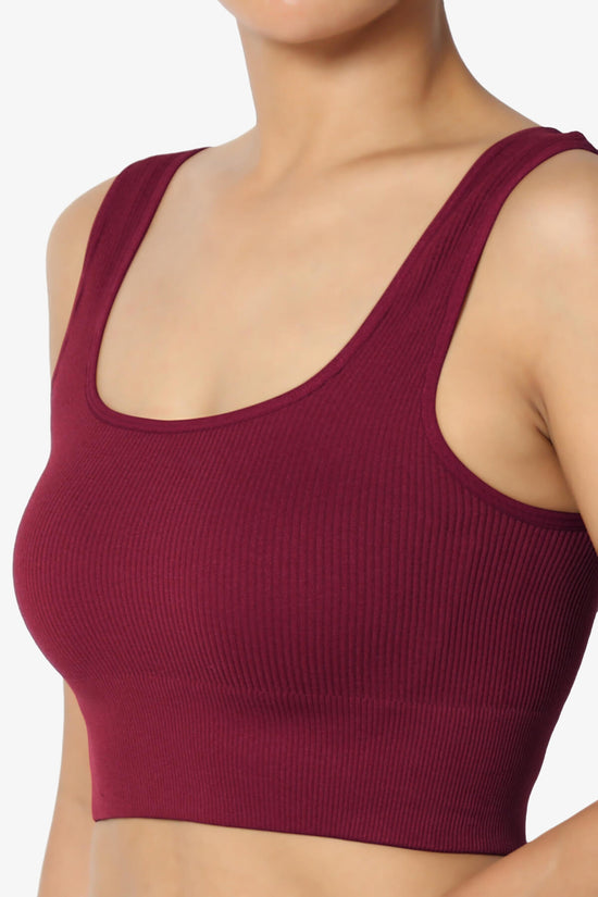 Hilde Ripped Seamless Square Neck Crop Tank Top BURGUNDY_5